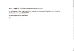 Karteikarte zur Materialübersicht zur Publikation von Felix Karrer (1878) in Von Drasche (Hrsg.) Fragmente zu einer Geologie der Insel Luzon (Philippinen), Seite 75-99. Wien, Karl Gerold's Sohn (https://archive.org/details/bub_gb_yb0NAAAAYAAJ/page/n84/mod